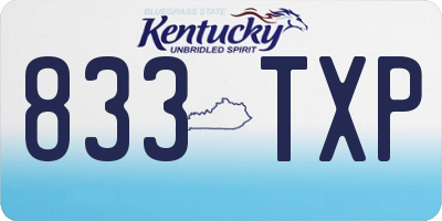 KY license plate 833TXP