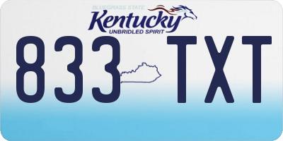 KY license plate 833TXT