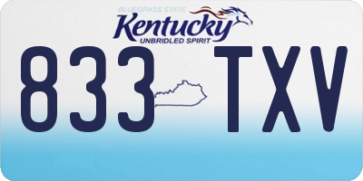 KY license plate 833TXV