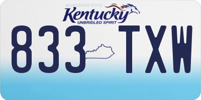 KY license plate 833TXW