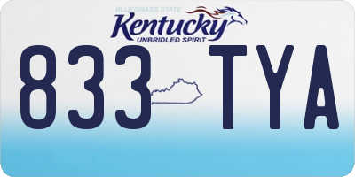 KY license plate 833TYA