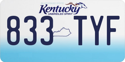 KY license plate 833TYF