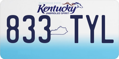 KY license plate 833TYL
