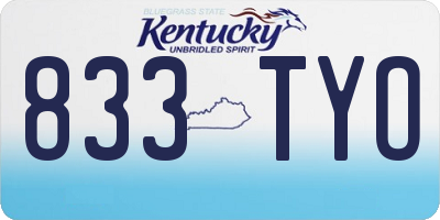 KY license plate 833TYO