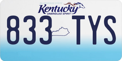 KY license plate 833TYS