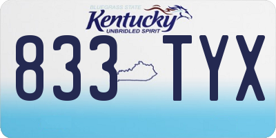 KY license plate 833TYX
