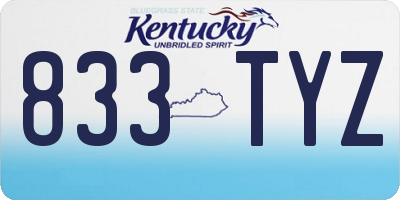KY license plate 833TYZ