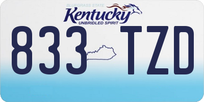 KY license plate 833TZD