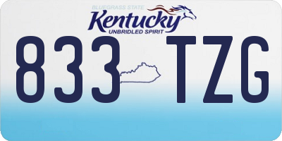 KY license plate 833TZG