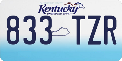 KY license plate 833TZR