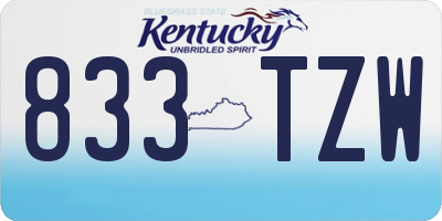 KY license plate 833TZW