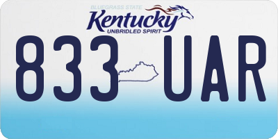 KY license plate 833UAR