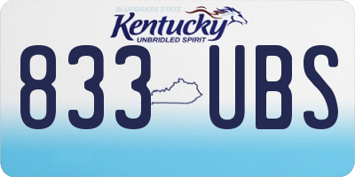 KY license plate 833UBS