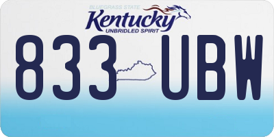 KY license plate 833UBW
