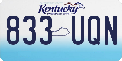 KY license plate 833UQN