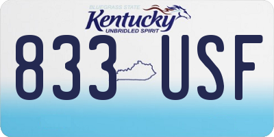 KY license plate 833USF
