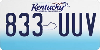 KY license plate 833UUV