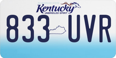 KY license plate 833UVR