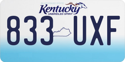 KY license plate 833UXF