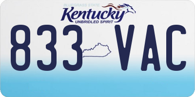 KY license plate 833VAC