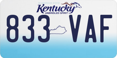 KY license plate 833VAF