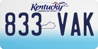 KY license plate 833VAK