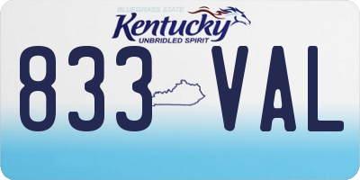 KY license plate 833VAL