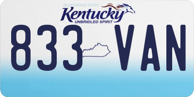 KY license plate 833VAN