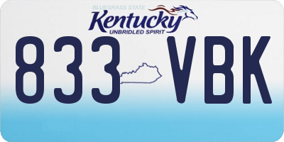 KY license plate 833VBK