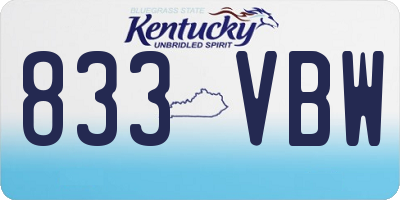 KY license plate 833VBW