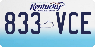 KY license plate 833VCE