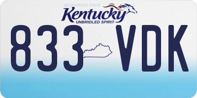 KY license plate 833VDK