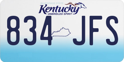 KY license plate 834JFS