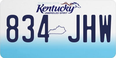 KY license plate 834JHW