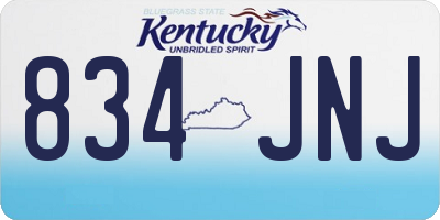 KY license plate 834JNJ