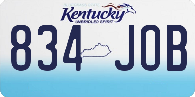 KY license plate 834JOB
