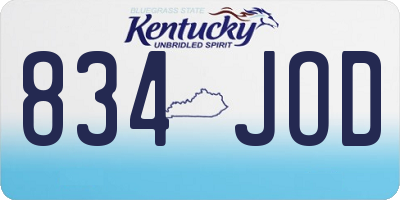 KY license plate 834JOD