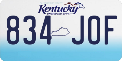 KY license plate 834JOF