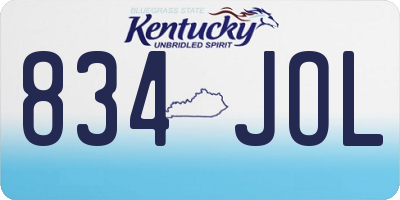 KY license plate 834JOL