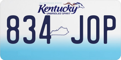 KY license plate 834JOP