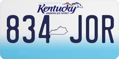KY license plate 834JOR