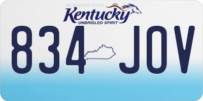 KY license plate 834JOV