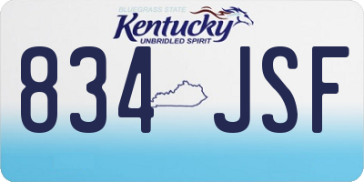 KY license plate 834JSF
