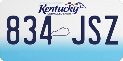 KY license plate 834JSZ