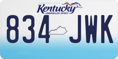 KY license plate 834JWK