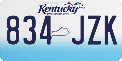 KY license plate 834JZK