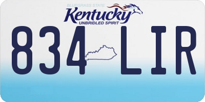 KY license plate 834LIR