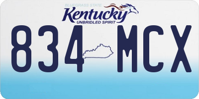 KY license plate 834MCX