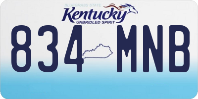 KY license plate 834MNB