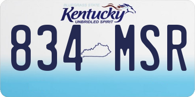 KY license plate 834MSR